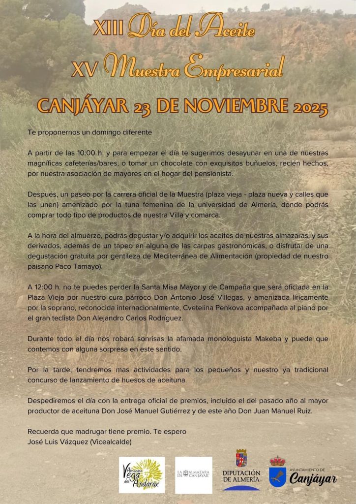 XIII Día del Aceite de Canjáyar 2025 y XV Muestra Empresarial