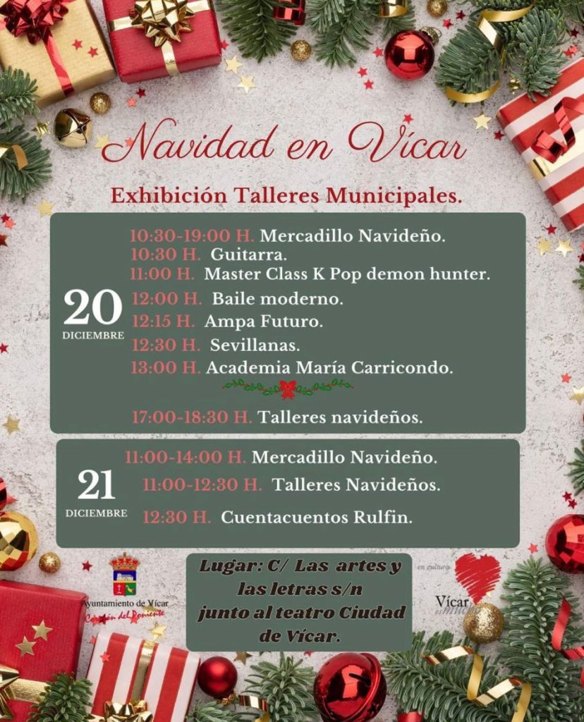 Navidad en Vicar 2025: mercadillo navideño con Turrones Olula de Castro